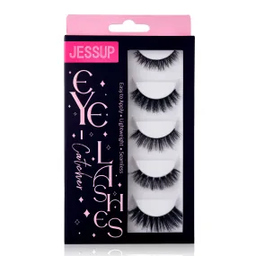 Jessup False Eyelashes 5 Pairs Fake Eyelashes Natual Cat Eye Lashes Fluffy Wispy Short Volume Reusable Faux Mink Eyelashes, FE502