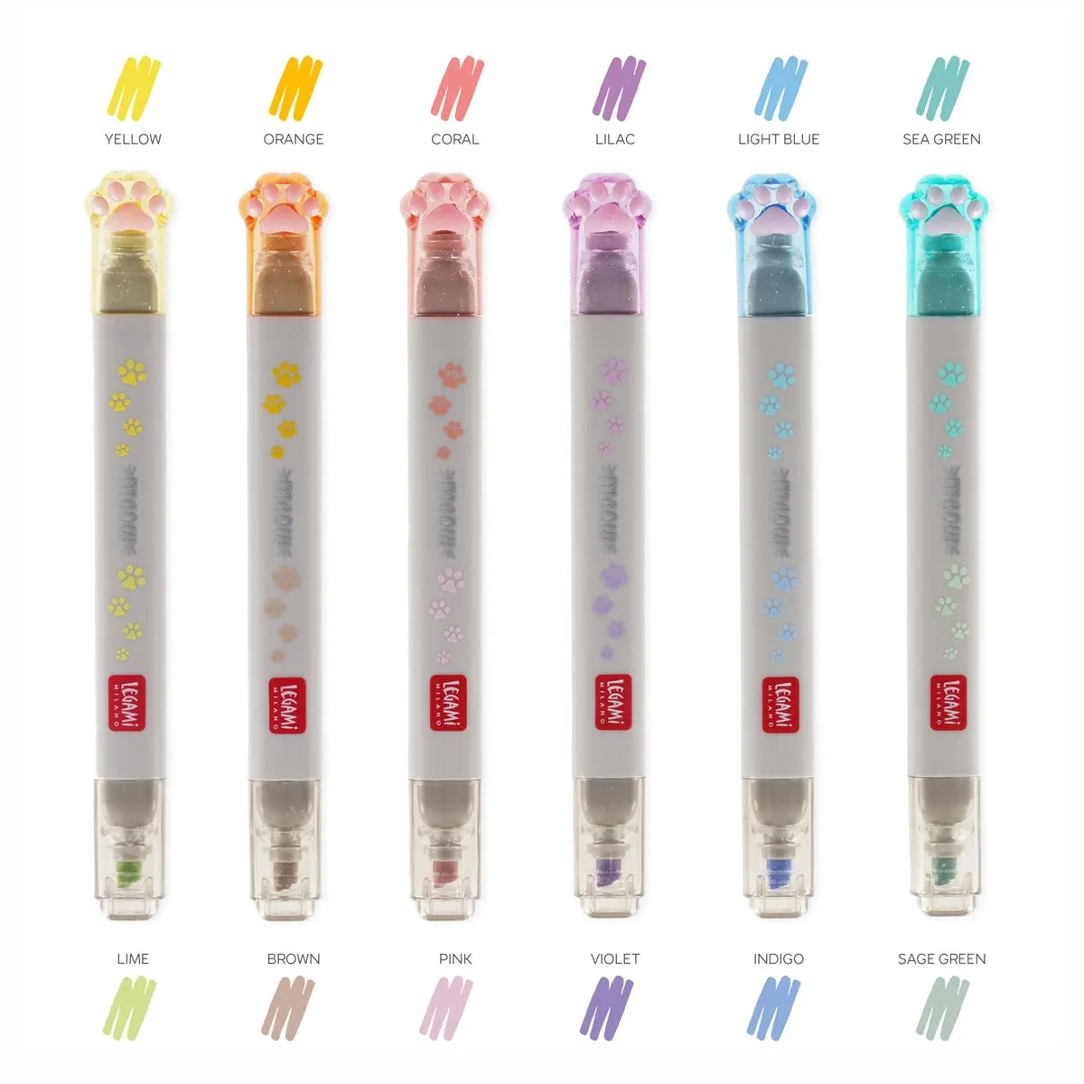 Legami Meow Pastel Highlighters - Set of 6