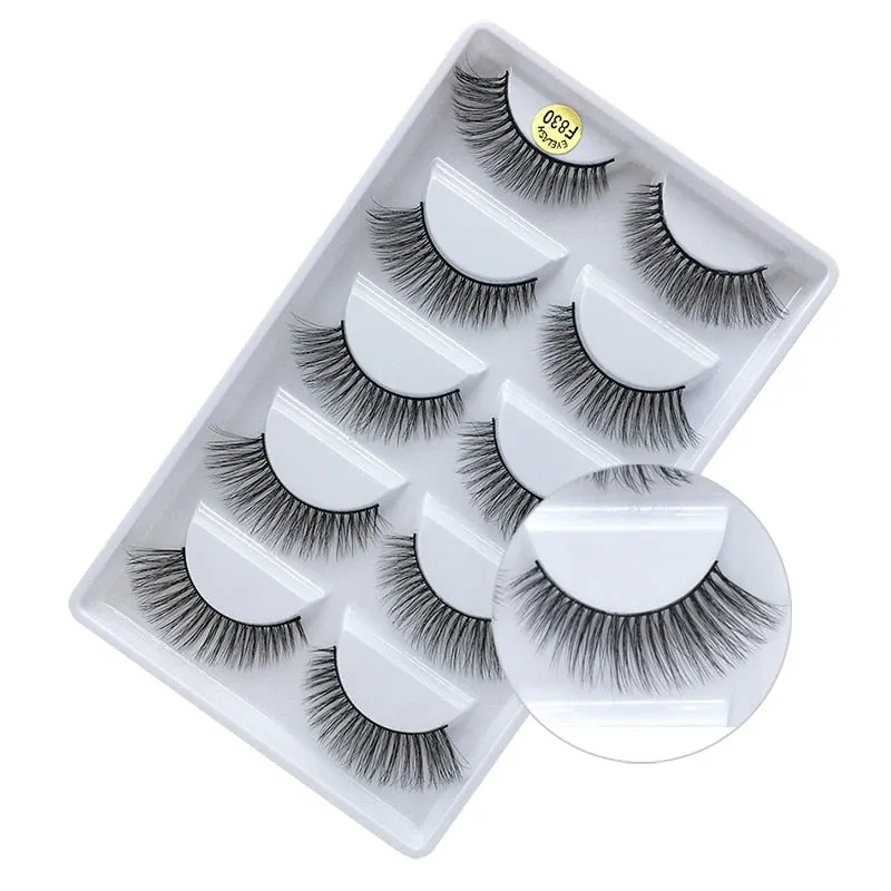 MB  5 pairs Mink Eyelashes 3D False lashes Thick Crisscross Makeup Eyelash Extension Natural Volume Soft Fake Eye Lashes