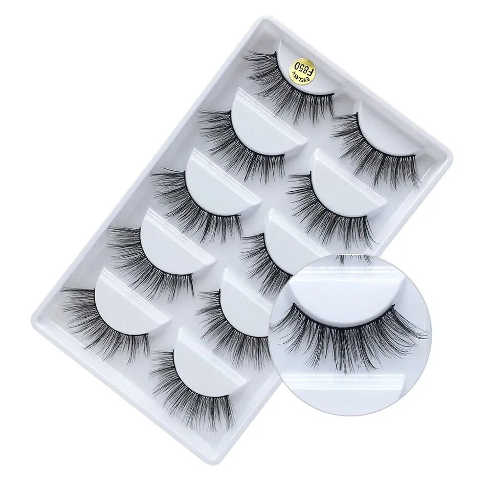 MB  5 pairs Mink Eyelashes 3D False lashes Thick Crisscross Makeup Eyelash Extension Natural Volume Soft Fake Eye Lashes