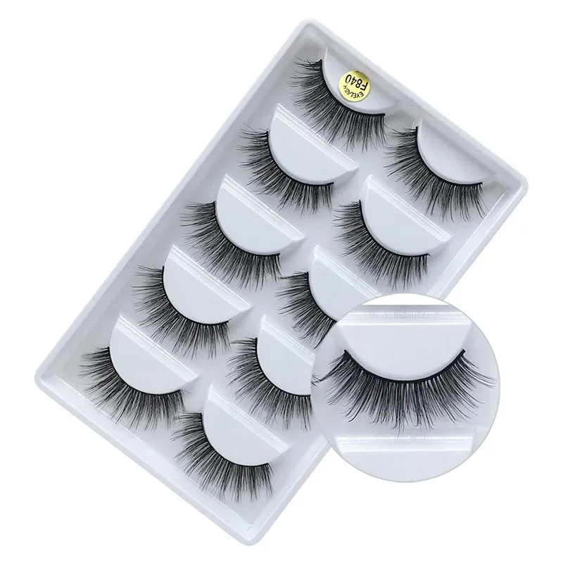 MB  5 pairs Mink Eyelashes 3D False lashes Thick Crisscross Makeup Eyelash Extension Natural Volume Soft Fake Eye Lashes