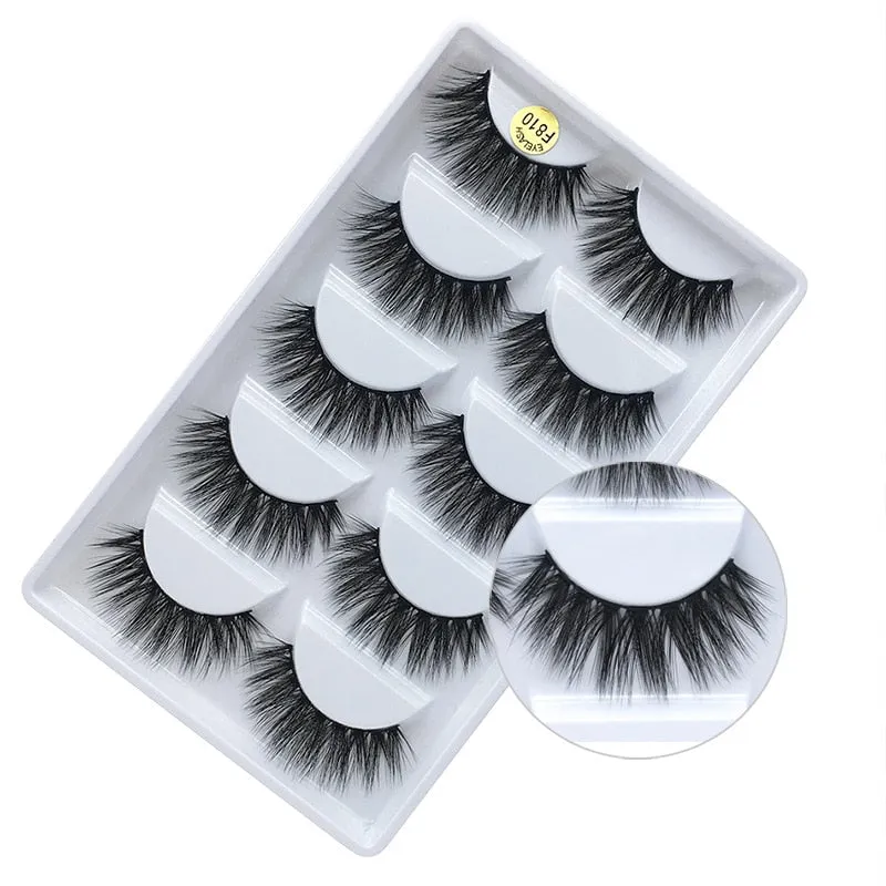 MB  5 pairs Mink Eyelashes 3D False lashes Thick Crisscross Makeup Eyelash Extension Natural Volume Soft Fake Eye Lashes