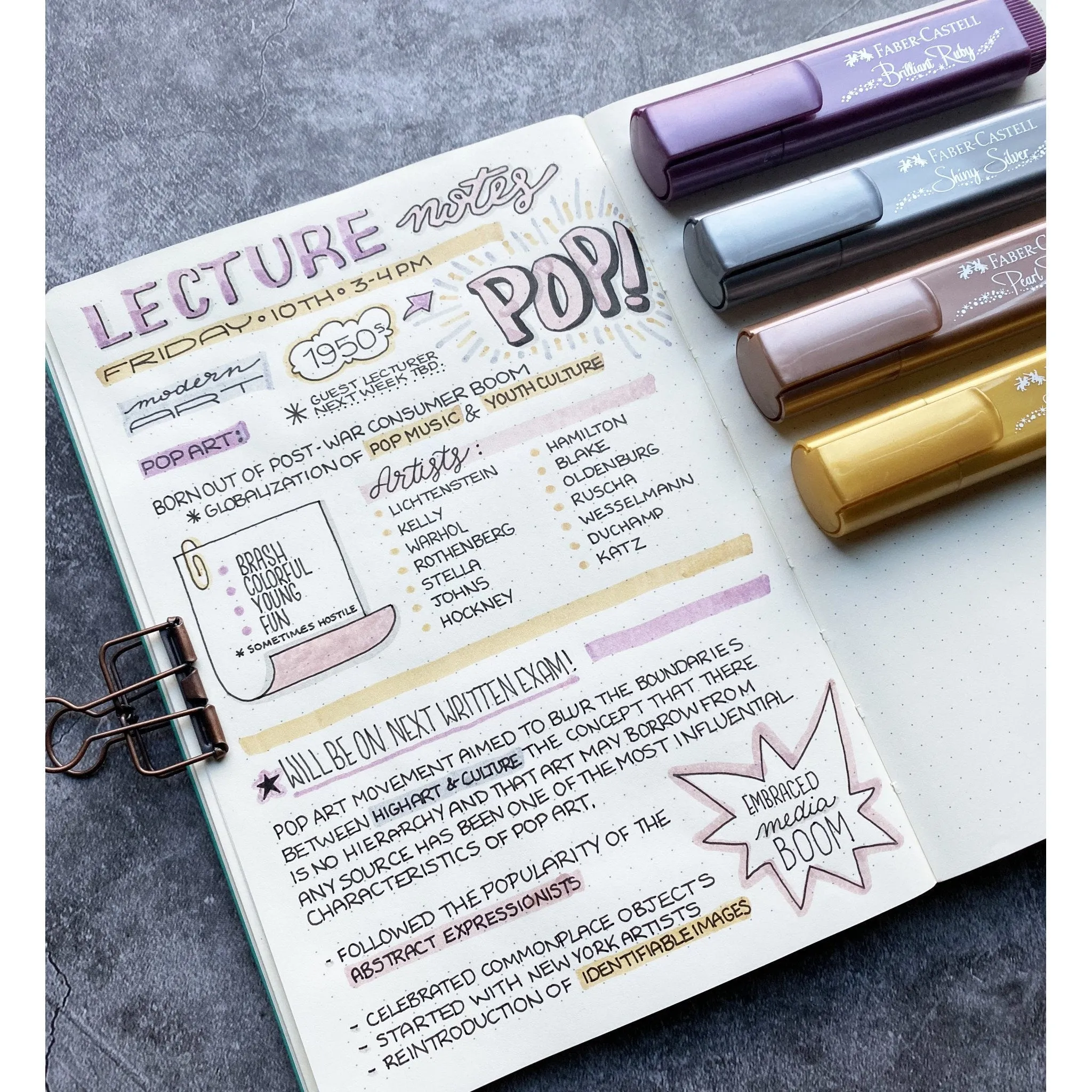 Metallic Textliner Highlighters - Silver, Ruby, Rose, Gold