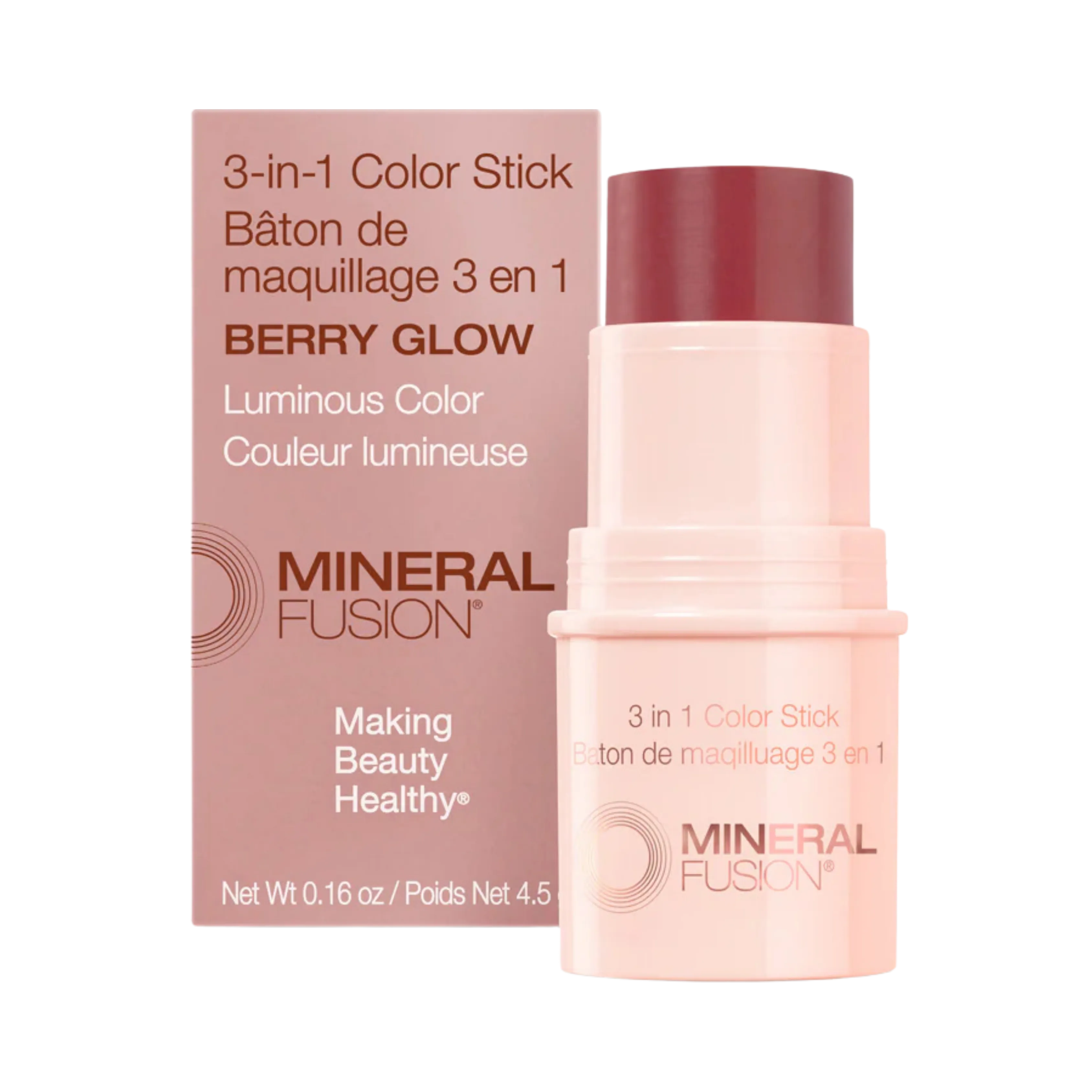 Mineral Fusion, 3-In-1 Color Stick, Berry Glow