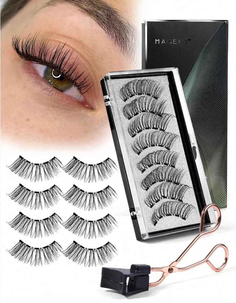 NEW Magnetic Eyelashes With Tweezers Volume Thick Natural Long Glue-Free False Eyelashes Faux Mink Soft Hair Reusable Fake Eyelashes For Daily Usage And Travel