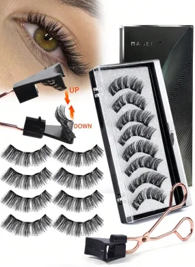 NEW Magnetic Eyelashes With Tweezers Volume Thick Natural Long Glue-Free False Eyelashes Faux Mink Soft Hair Reusable Fake Eyelashes For Daily Usage And Travel