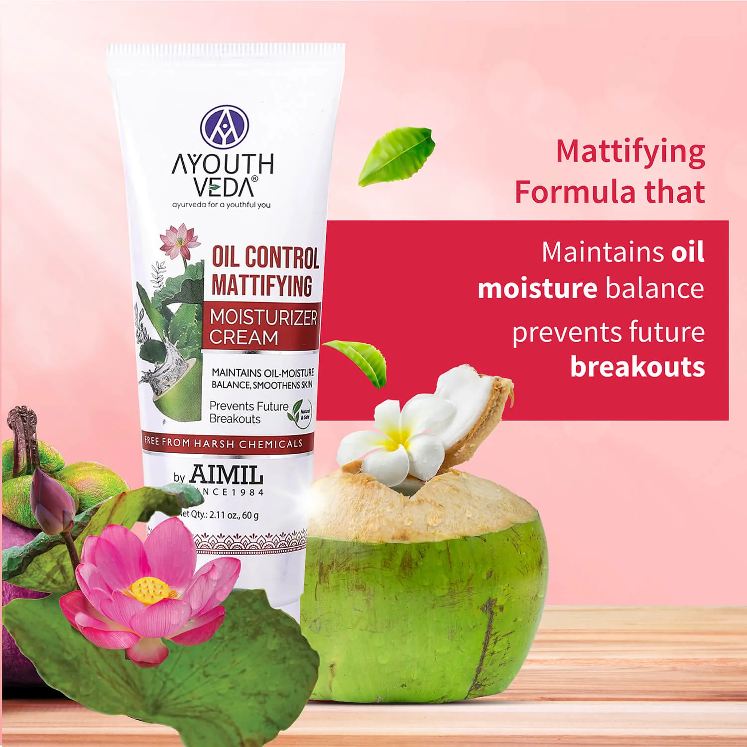 Oil Control Mattifying Moisturizer Cream for  Acne Prone Skin 60g