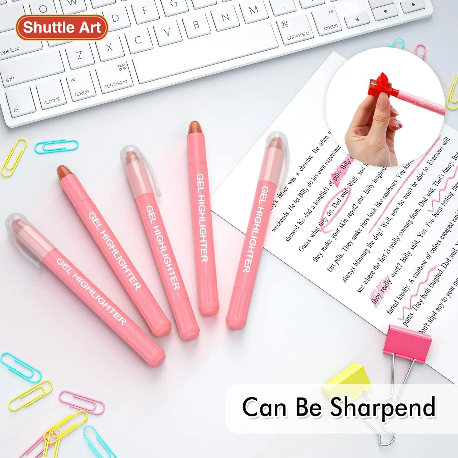 Pink Gel Highlighters - Set of 5