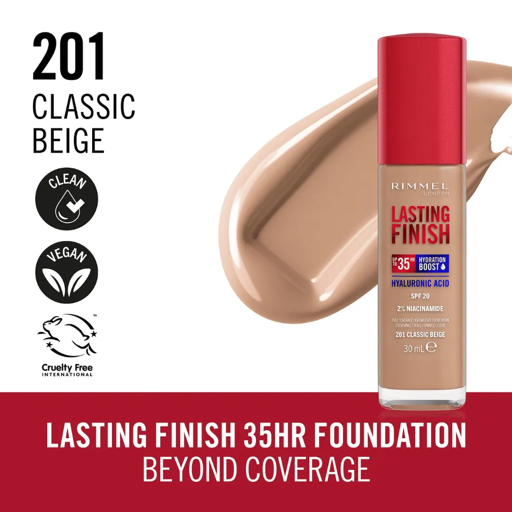 Rimmel London Lasting Finish 35 Hour Foundation - 201: Classic Beige